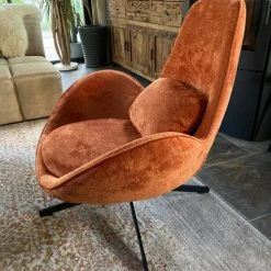 Mathi Design Fauteuils Fauteuil Rotatif En Velours Orange -Chaise Soldes 2024 fauteuil rotatif en velours orange 5