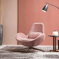 Mathi Design Fauteuils Fauteuil Rotatif En Velours Rose -Chaise Soldes 2024 fauteuil rotatif en velours rose 1