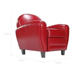 Rendez Vous Déco Fauteuils Fauteuil Rouge En Croute De Cuir Enduite -Chaise Soldes 2024 fauteuil rouge en croute de cuir enduite 1