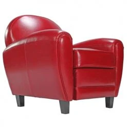 Rendez Vous Déco Fauteuils Fauteuil Rouge En Croute De Cuir Enduite -Chaise Soldes 2024 fauteuil rouge en croute de cuir enduite 2