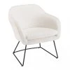 MACABANE Fauteuils Fauteuil Urban Tissu Bouclette Blanc Pieds évasés Métal Noir