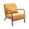 Alice's Garden Fauteuils Fauteuil Velours Côtelé Ocre, Pieds Bois D'hévéa
