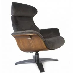 My New Design Fauteuils Fauteuil Velours Et Chêne Naturel - Velours Brun