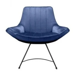 Artecosy Fauteuils Fauteuil Velours Et Métal Noir Bleu