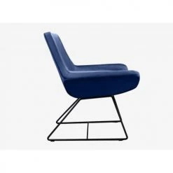 Artecosy Fauteuils Fauteuil Velours Et Métal Noir Bleu -Chaise Soldes 2024 fauteuil velours et metal noir bleu 3