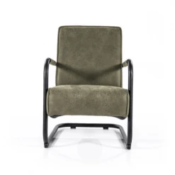 Meubles & Design Fauteuils Fauteuil Vintage Accoudoirs Métal En Simili Vert -Chaise Soldes 2024 fauteuil vintage accoudoirs metal en simili vert 2