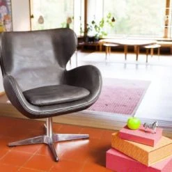 PIB Fauteuils Fauteuil Vintage En Cuir Marron -Chaise Soldes 2024 fauteuil vintage en cuir marron 2