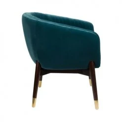 Dutchbone Fauteuils Fauteuil Vintage En Velours Bleu Canard -Chaise Soldes 2024 fauteuil vintage en velours bleu canard 3