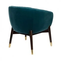 Dutchbone Fauteuils Fauteuil Vintage En Velours Bleu Canard -Chaise Soldes 2024 fauteuil vintage en velours bleu canard 4