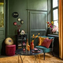 Maisons Du Monde Fauteuils Fauteuil Vintage En Velours Vert Imprimé Blanc -Chaise Soldes 2024 fauteuil vintage en velours vert imprime blanc 1000 3 12 210055 6