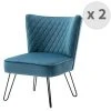 Moloo Fauteuils Fauteuil Vintage Velours Bleu Canard Pieds Métal Noir(x2)