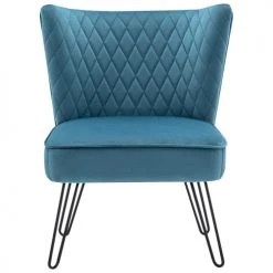 Moloo Fauteuils Fauteuil Vintage Velours Bleu Canard Pieds Métal Noir(x2) -Chaise Soldes 2024 fauteuil vintage velours bleu canard pieds metal noir x2 4