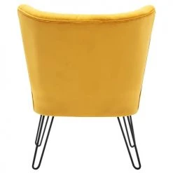Moloo Fauteuils Fauteuil Vintage Velours Curry Pieds Métal Noir -Chaise Soldes 2024 fauteuil vintage velours curry pieds metal noir 2