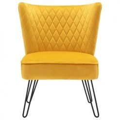 Moloo Fauteuils Fauteuil Vintage Velours Curry Pieds Métal Noir -Chaise Soldes 2024 fauteuil vintage velours curry pieds metal noir 4