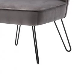Moloo Fauteuils Fauteuil Vintage Velours Gris Pieds Métal Noir -Chaise Soldes 2024 fauteuil vintage velours gris pieds metal noir 5
