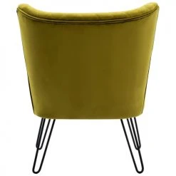 Moloo Fauteuils Fauteuil Vintage Velours Kaki Pieds Métal Noir -Chaise Soldes 2024 fauteuil vintage velours kaki pieds metal noir 2