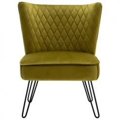 Moloo Fauteuils Fauteuil Vintage Velours Kaki Pieds Métal Noir -Chaise Soldes 2024 fauteuil vintage velours kaki pieds metal noir 4