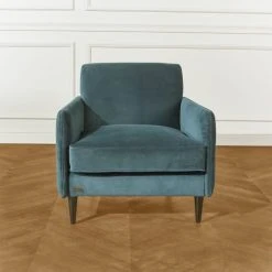 Robin Des Bois Fauteuils Grand Fauteuil En Velours Bleu Paon -Chaise Soldes 2024 grand fauteuil en velours bleu paon 2