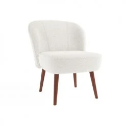 Potiron Paris Fauteuils Petit Fauteuil De Salon, Blanc Effet Laine Bouclée -Chaise Soldes 2024 petit fauteuil de salon blanc effet laine bouclee 3