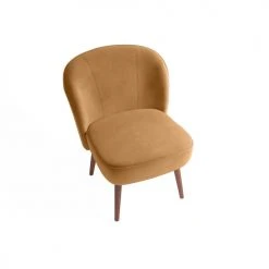 Potiron Paris Fauteuils Petit Fauteuil De Salon En Velours Camel -Chaise Soldes 2024 petit fauteuil de salon en velours camel 3