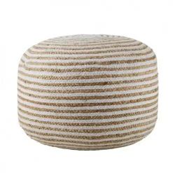 Maisons Du Monde Poufs Pouf à Billes En Jute Et Coton à Spirales Blanches