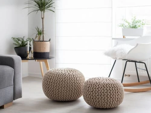 Pouf beige 40 x 25 cm Beliani Poufs Pouf Beige 40 X 25 Cm -Chaise Soldes 2024 pouf beige 40 x 25 cm 1