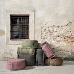 RNT By Really Nice Things Poufs Pouf Carré En Coton Revêtu Effet Lavé Vert. -Chaise Soldes 2024 pouf carre en coton revetu effet lave vert 1