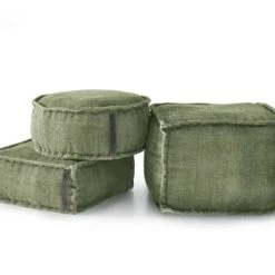RNT By Really Nice Things Poufs Pouf Carré En Coton Revêtu Effet Lavé Vert. -Chaise Soldes 2024 pouf carre en coton revetu effet lave vert 2