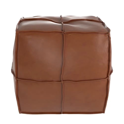 Rendez Vous Déco Poufs Pouf Carré En Cuir Camel -Chaise Soldes 2024 pouf carre en cuir camel