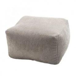 MACABANE Poufs Pouf Carré En Tissu Velours Cotelé Gris Perle