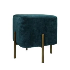 Pomax Poufs Pouf Carré En Velours Gris -Chaise Soldes 2024 pouf carre en velours bleu petrole 3