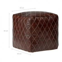 WOMO-DESIGN Poufs Pouf Carré, Marron, 40x40x40 Cm, En Cuir -Chaise Soldes 2024 pouf carre marron 40x40x40 cm en cuir 2