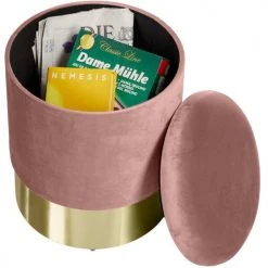 Tectake Poufs Pouf Coffre De Rangement Aspect Velours SARINA Effet Rose -Chaise Soldes 2024 pouf coffre de rangement aspect velours sarina effet rose 5