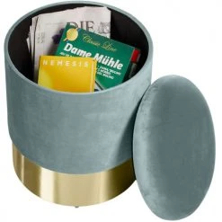 Tectake Poufs Pouf Coffre De Rangement Aspect Velours SARINA Effet Turquoise -Chaise Soldes 2024 pouf coffre de rangement aspect velours sarina effet turquoise 2