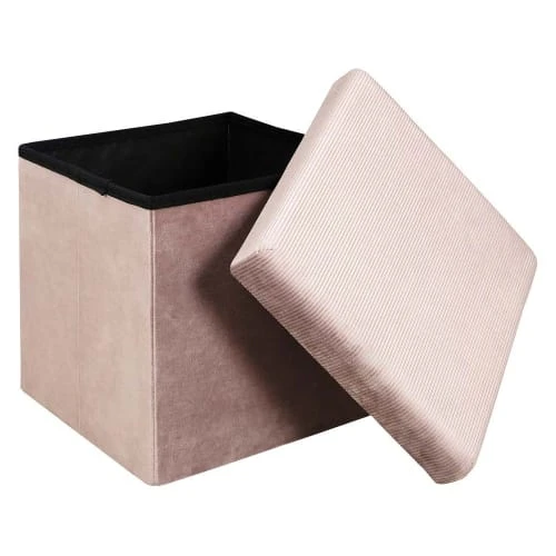 Pouf coffre de rangement rose poudré The Home Deco Factory Poufs Pouf Coffre De Rangement Rose Poudré -Chaise Soldes 2024 pouf coffre de rangement rose poudre 3