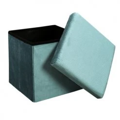 The Home Deco Factory Poufs Pouf Coffre Pliable En Velours Design L. 38 X H. 38 Cm Bleu -Chaise Soldes 2024 pouf coffre pliable en velours design l 38 x h 38 cm bleu 4