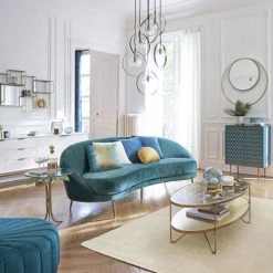 Maisons Du Monde Poufs Pouf Coquillage En Velours Bleu Et Pin -Chaise Soldes 2024 pouf coquillage en velours bleu et pin 1000 9 27 190800 9