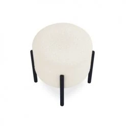 Potiron Paris Poufs Pouf écru Effet Laine Bouclée, Pieds En Métal Noir -Chaise Soldes 2024 pouf ecru effet laine bouclee pieds en metal noir 2