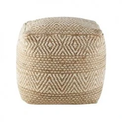 Maisons Du Monde Poufs Pouf En Jute Et Coton Beige Et Blanc à Motifs Graphique