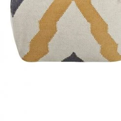 Beliani Poufs Pouf En Laine Beige Et Jaune 56 X 56 Cm -Chaise Soldes 2024 pouf en laine beige et jaune 56 x 56 cm 3