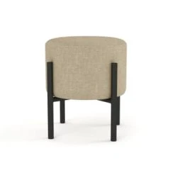 Potiron Paris Poufs Pouf En Tissu Gris, Pieds En Métal Noir -Chaise Soldes 2024 pouf en tissu beige pieds en metal noir 4