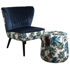 Aubry Gaspard Poufs Pouf En Tissu Jungle -Chaise Soldes 2024 pouf en tissu jungle 2