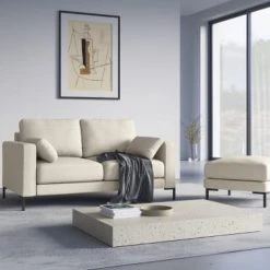 Micadoni Home Poufs Pouf En Tissu Structuré Beige Clair -Chaise Soldes 2024 pouf en tissu structure beige clair 1