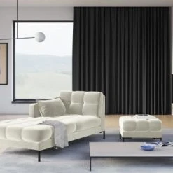 Micadoni Home Poufs Pouf En Velours Beige Clair -Chaise Soldes 2024 pouf en velours beige clair 1