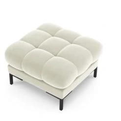 Micadoni Home Poufs Pouf En Velours Beige Clair -Chaise Soldes 2024 pouf en velours beige clair 2