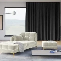 Micadoni Home Poufs Pouf En Velours Beige Clair -Chaise Soldes 2024 pouf en velours beige clair 4