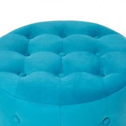 Beliani Poufs Pouf En Velours Bleu Ciel ⌀ 55 Cm -Chaise Soldes 2024 pouf en velours bleu ciel 55 cm 2