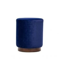 Nordlys Poufs Pouf En Velours Bleu Et Base En Bois -Chaise Soldes 2024 pouf en velours bleu et base en bois 3