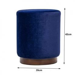 Nordlys Poufs Pouf En Velours Bleu Et Base En Bois -Chaise Soldes 2024 pouf en velours bleu et base en bois 4