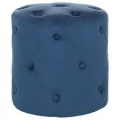 Beliani Poufs Pouf En Velours Bleu Foncé -Chaise Soldes 2024 pouf en velours bleu fonce 4